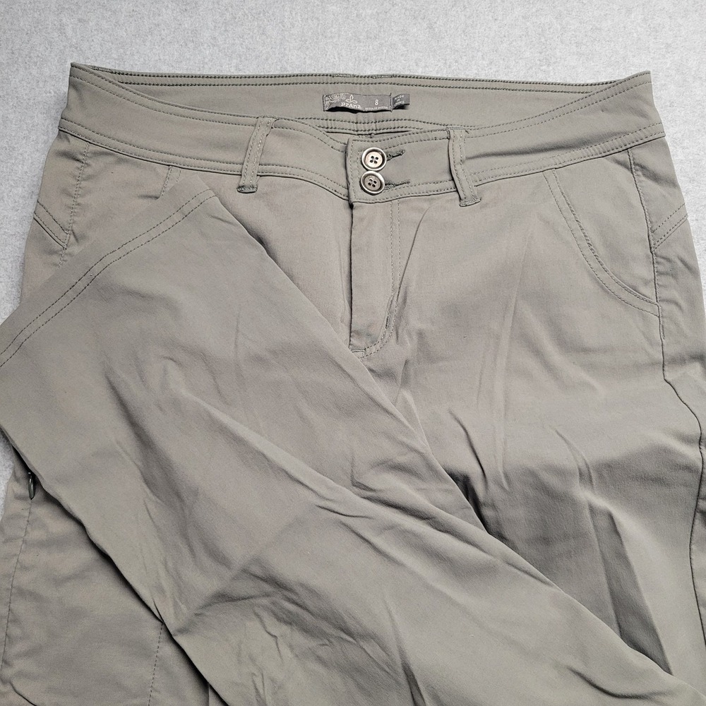 Prana Pants Womens Size 8 Army Green Chino Lightweight Hiking‎ Fishing Outdoors